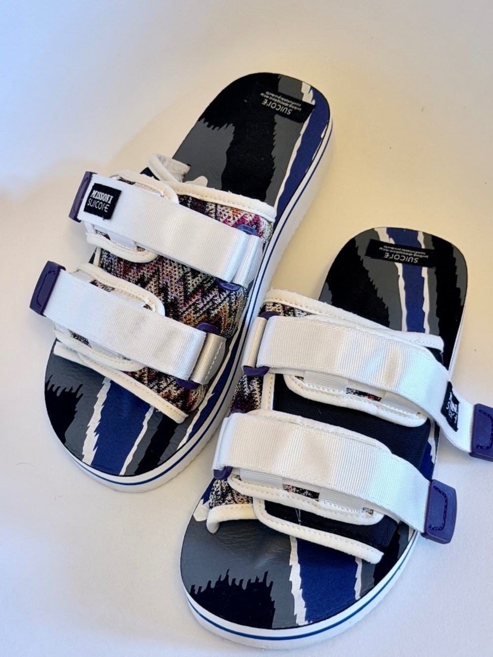 SUICOKE X Missoni Zigzag-Strap Sandals In White Size 7